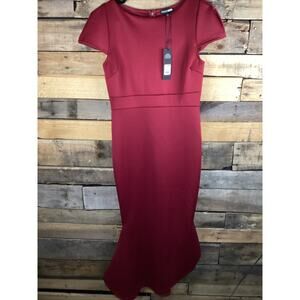 Fashion Nova Adelaide Short Sleeve Midi Dress Burgundy Size XL